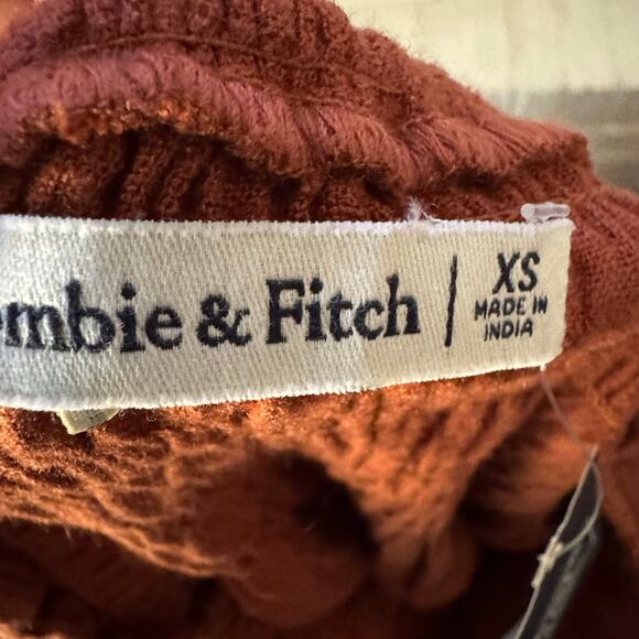 Abercrombie & Fitch Dress Smocked Linen Blend Scrunchy Strap Midi XS Fall NWT - Picture 9 of 9